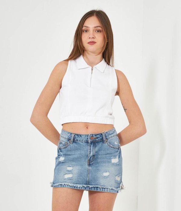 Felpa crop con zip Discount