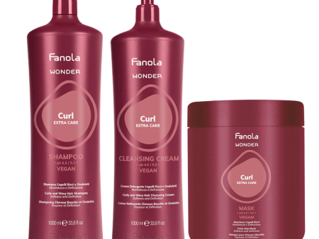 Fanola Wonder Curl Extra Care Shampoo, Conditioner & Mask 1 Litre Trio Sale