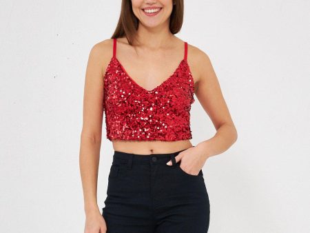 Top crop in paillettes Discount