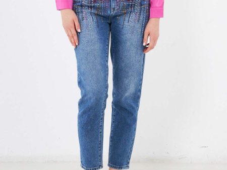 Jeans con cuciture colorate For Discount