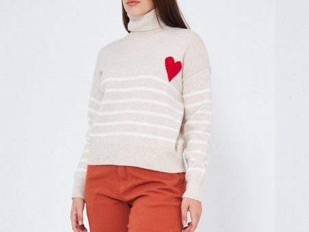 Maglia a righe con cuore Fashion