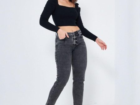 Jeans cigarette nero Hot on Sale