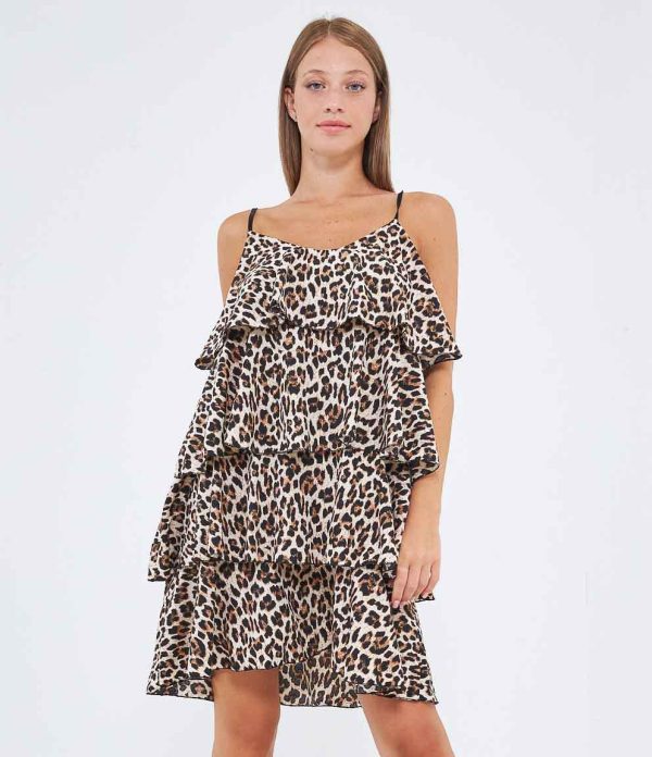 Abito animalier a balza Supply