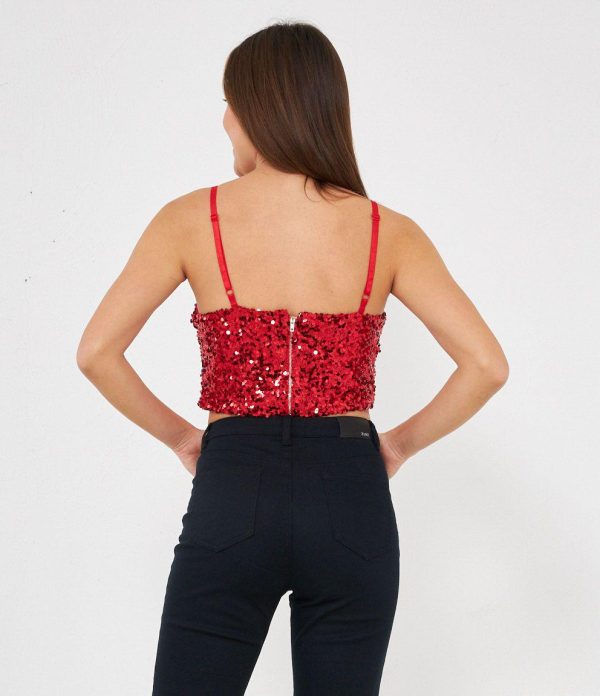 Top crop in paillettes Discount