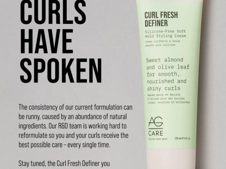 AG|hair- Curl Fresh Definer silicone-free soft-hold styling cream For Discount