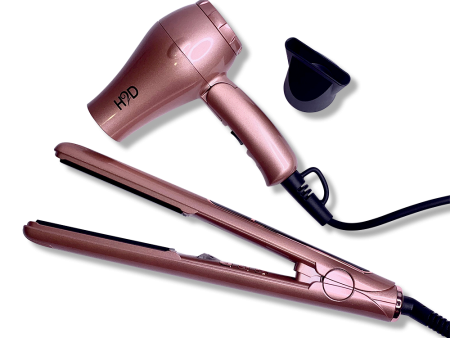 H2D Linear 11 Rose Gold Hair Straightener and Travel Dry Set Hot on Sale